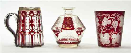 Appraisal: A Collection of Bohemian Cut Glass Articles comprising a handled