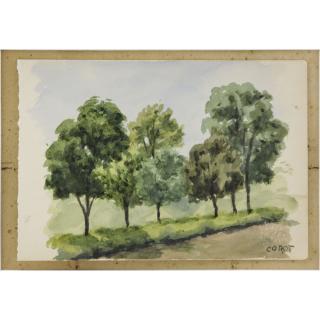 Appraisal: th Century French School Watercolor on Paper Tree Lined Path