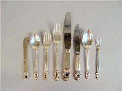 Appraisal: Georg Jensen 'Acorn' pattern sterling silver flatware service Comprising dinner