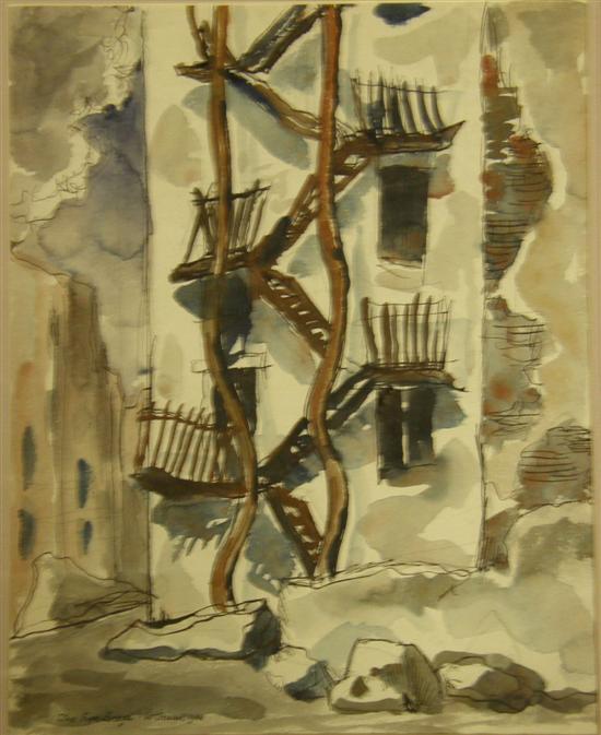 Appraisal: William Gaunt British - The Fire Escape h w in