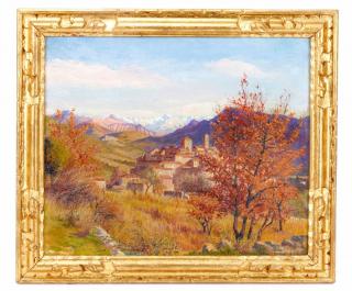 Appraisal: French School Vue sur les Alpes l'Automne Oil French School