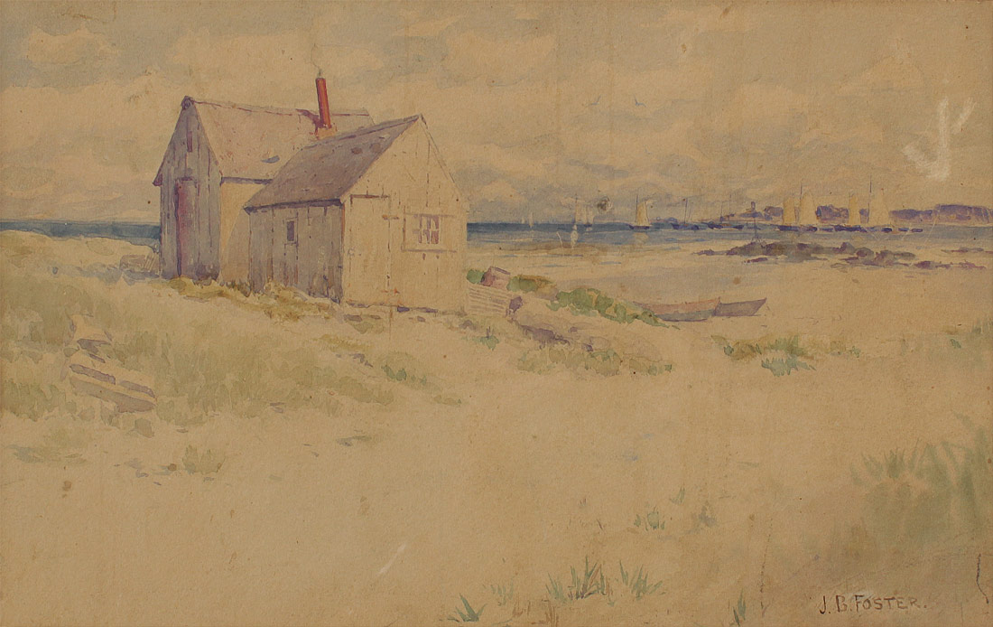 Appraisal: FOSTER John B American - Shanty Overlooking a Busy Harbor