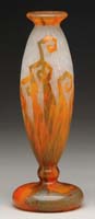 Appraisal: LE VERRE CAMEO VASE White mottled background with orange and