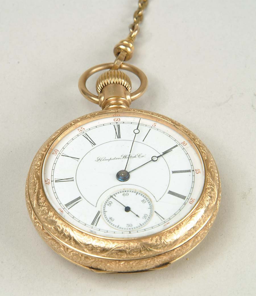 Appraisal: HAMPDEN OPEN FACE POCKET WATCH Large size with engraved back