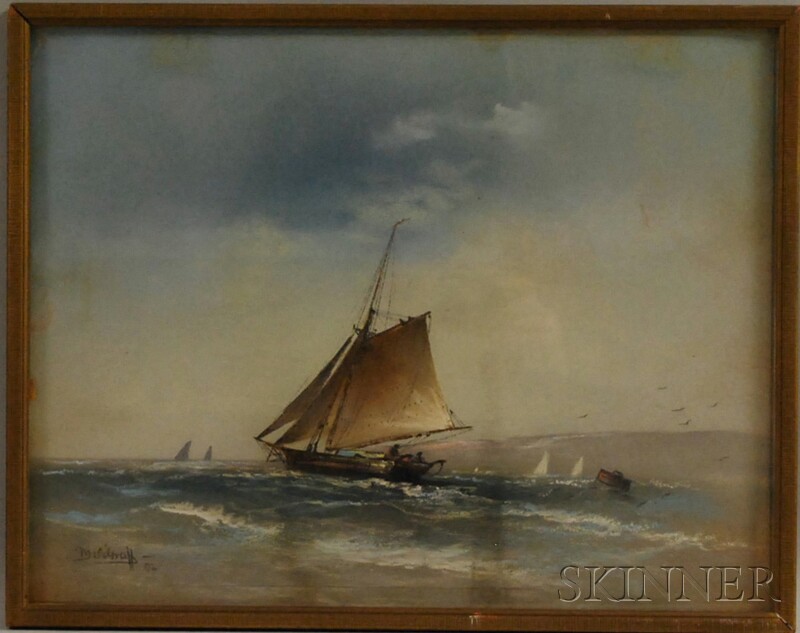 Appraisal: Continental School th Century Dutch Fishing Vessel in a Stiff