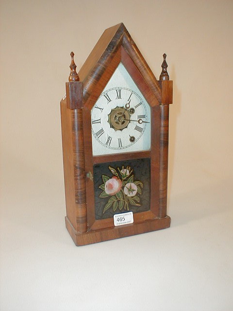 Appraisal: A thC American beehive shelf clock with alarm movement by