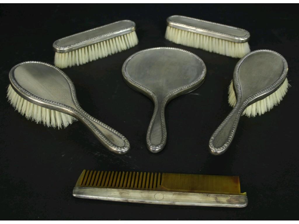 Appraisal: Six piece silver dressing table set to include four brushes