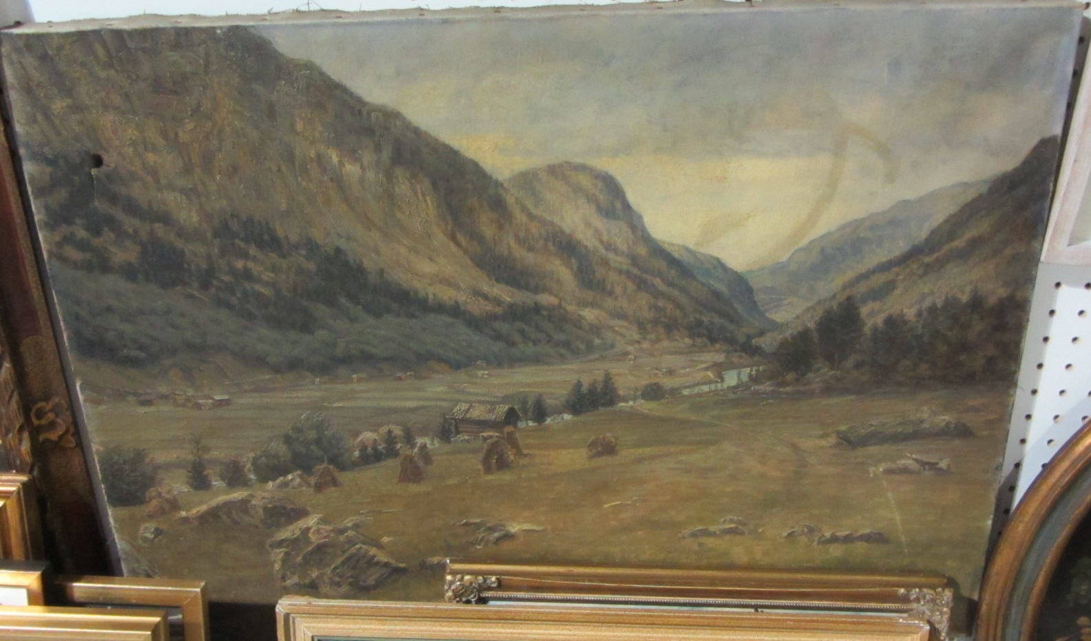 Appraisal: Howe th century Valley Landscape oil on canvas signed and