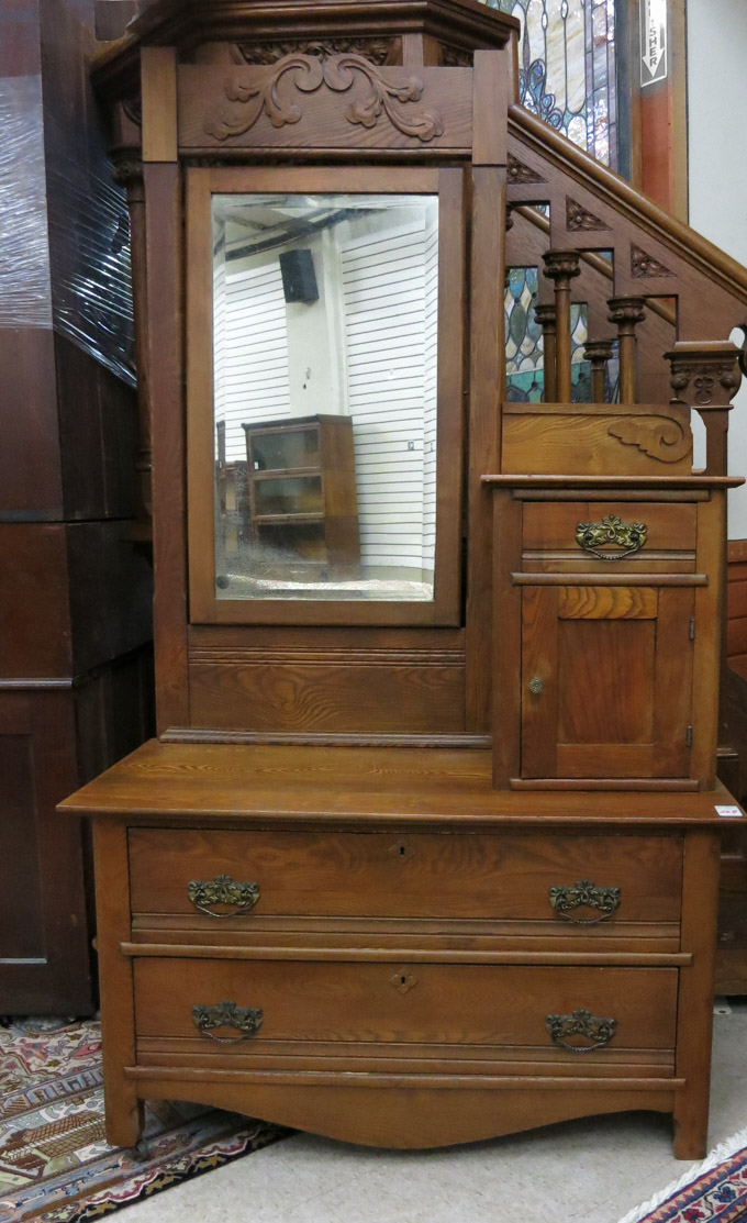 Appraisal: LATE VICTORIAN ASH WOOD DRESSER American c the low -drawer