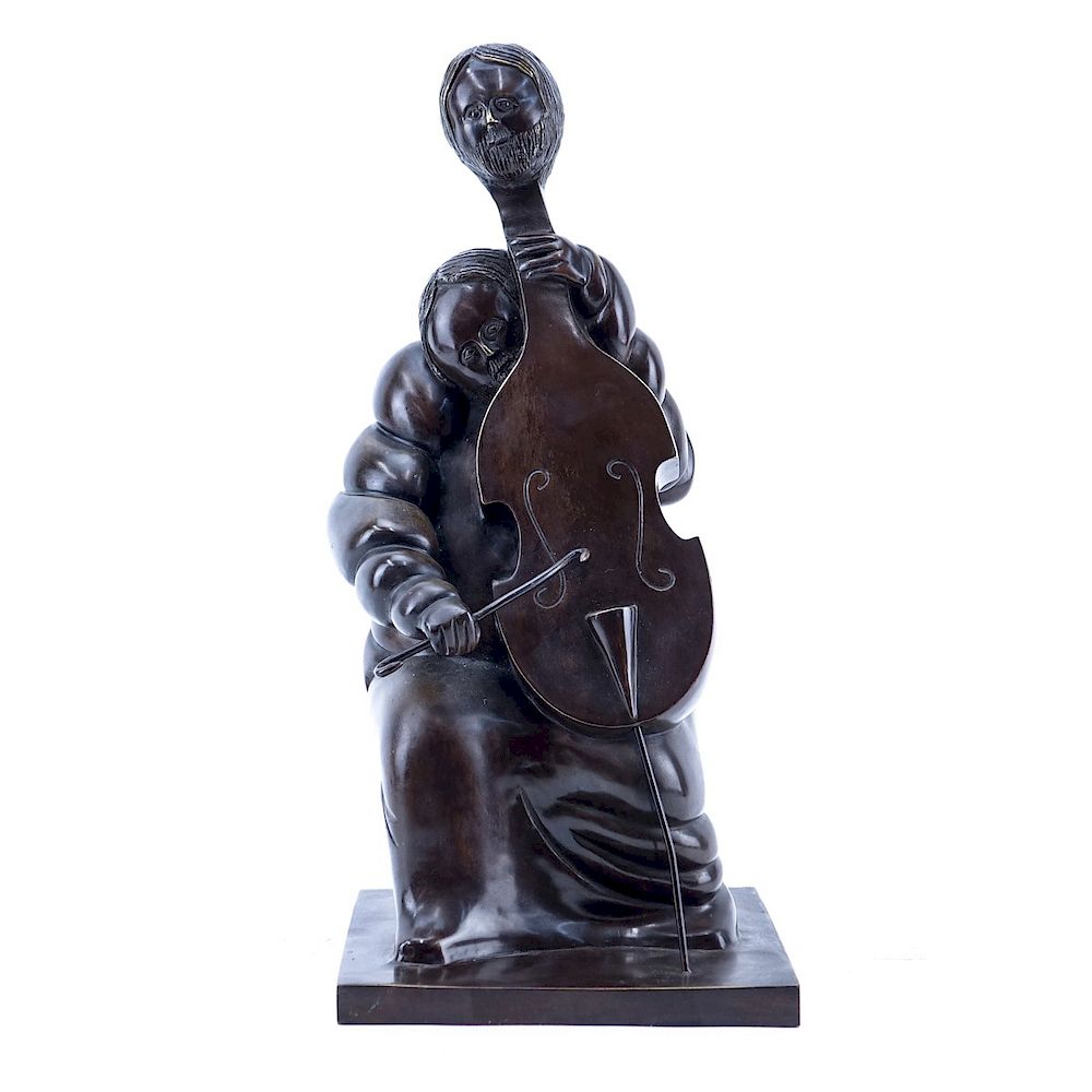 Appraisal: Fernando P reznieto Mexican Patinated Bronze Sculpture Seated Instrument Player