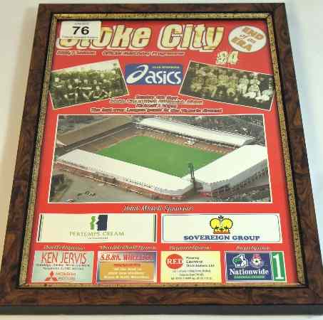 Appraisal: Stoke City Official Framed Matchday Programme Season last Match at