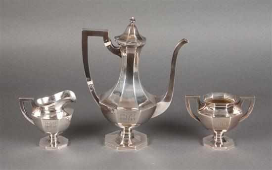 Appraisal: American sterling silver three-piece dessert coffee set Hartford Sterling Co