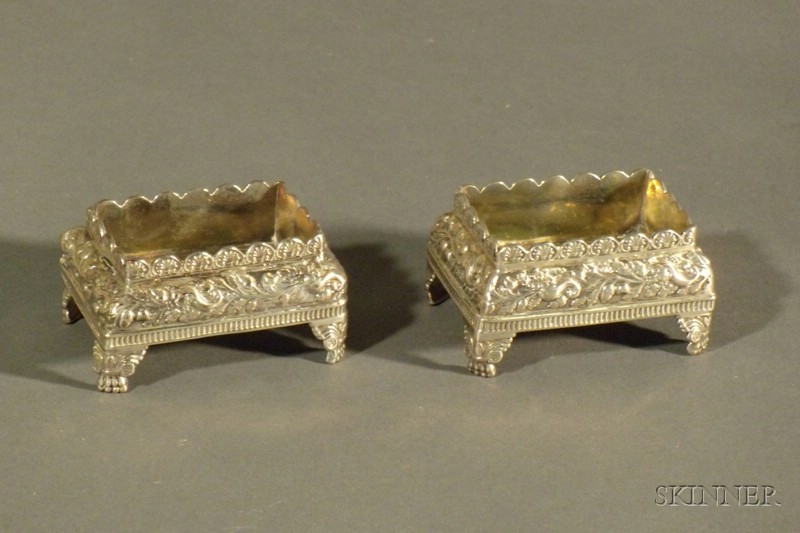 Appraisal: Pair of George III Silver Open Salts London Charles Hougham