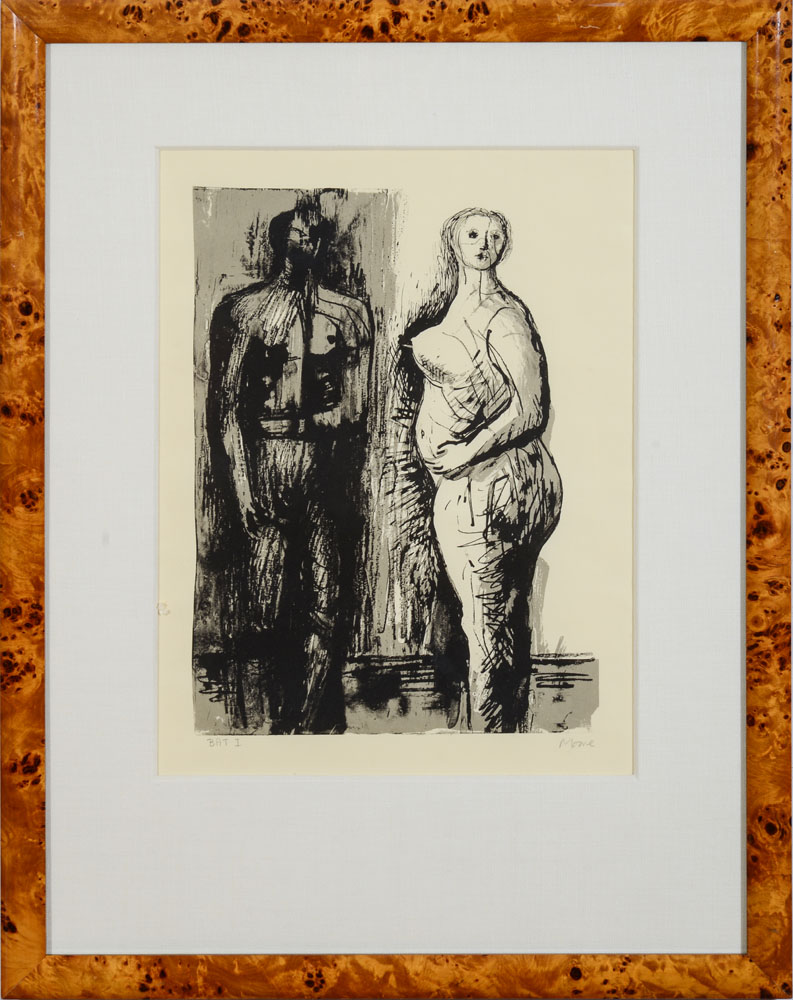 Appraisal: HENRY MOORE - MAN AND WOMAN Lithograph in grey and