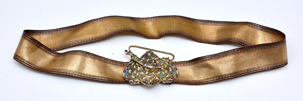 Appraisal: Russian silver and enamel belt Russian enameled and gilt silver