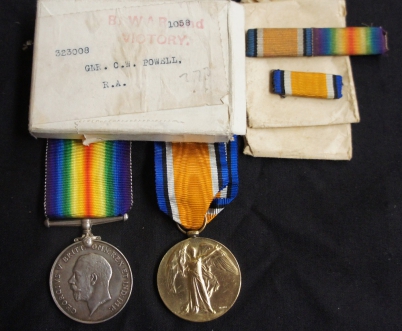 Appraisal: First world war medals awarded to GNR C W Powell