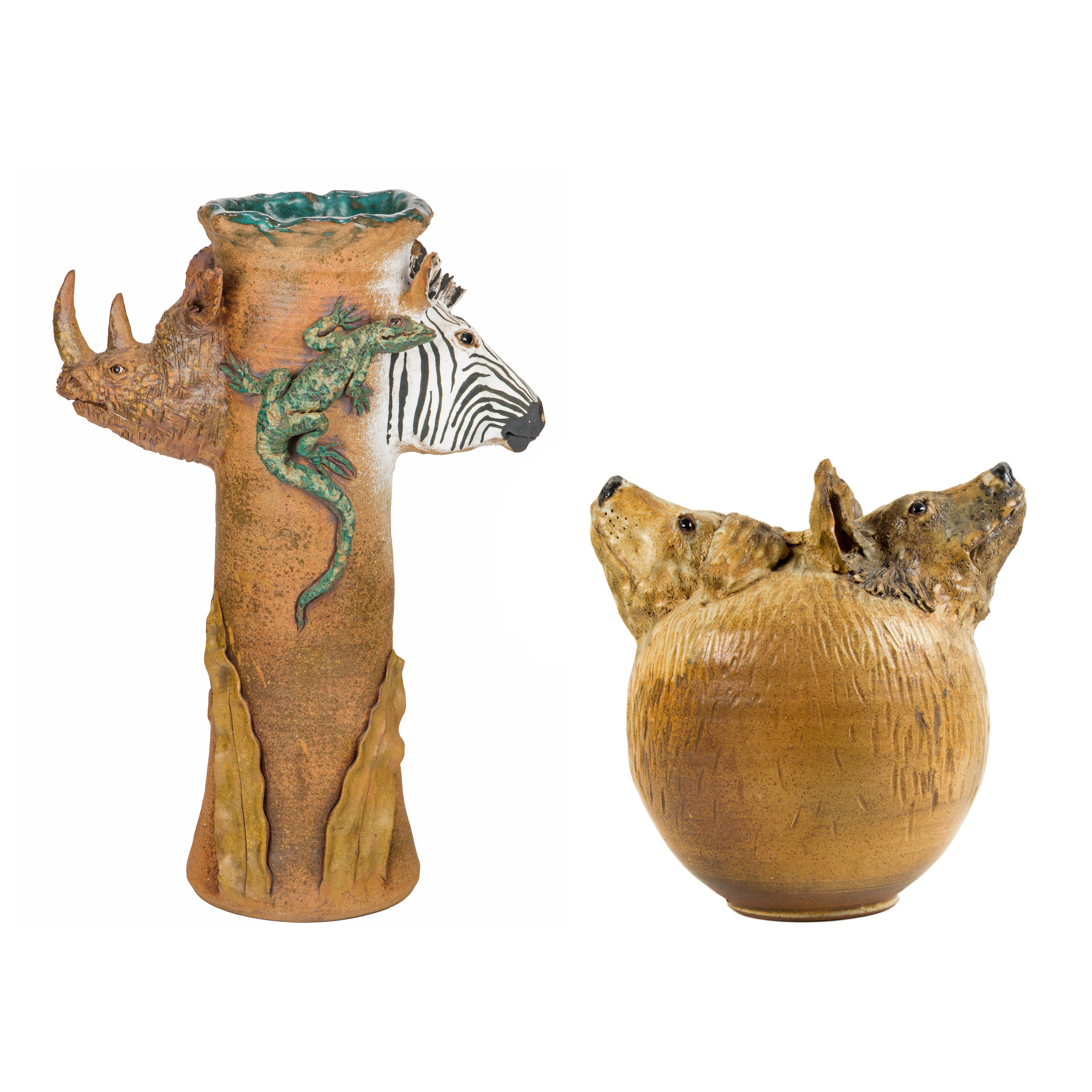 Appraisal: LOT OF STUDIO POTTERY VASES OF ANIMAL FORM Lot of