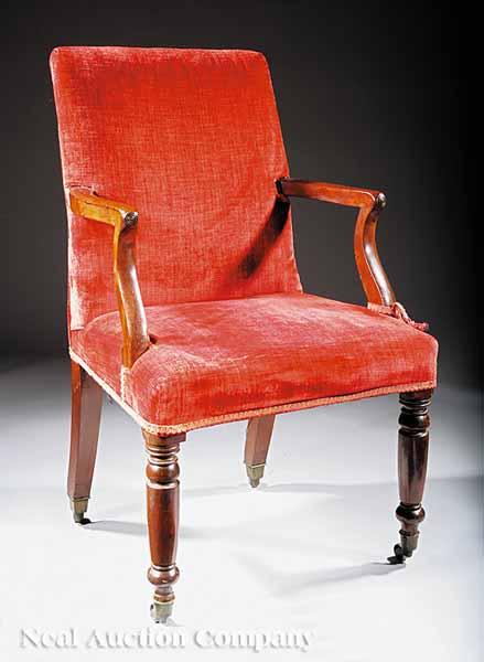 Appraisal: A Late Federal Carved Mahogany Armchair c bearing partial paper