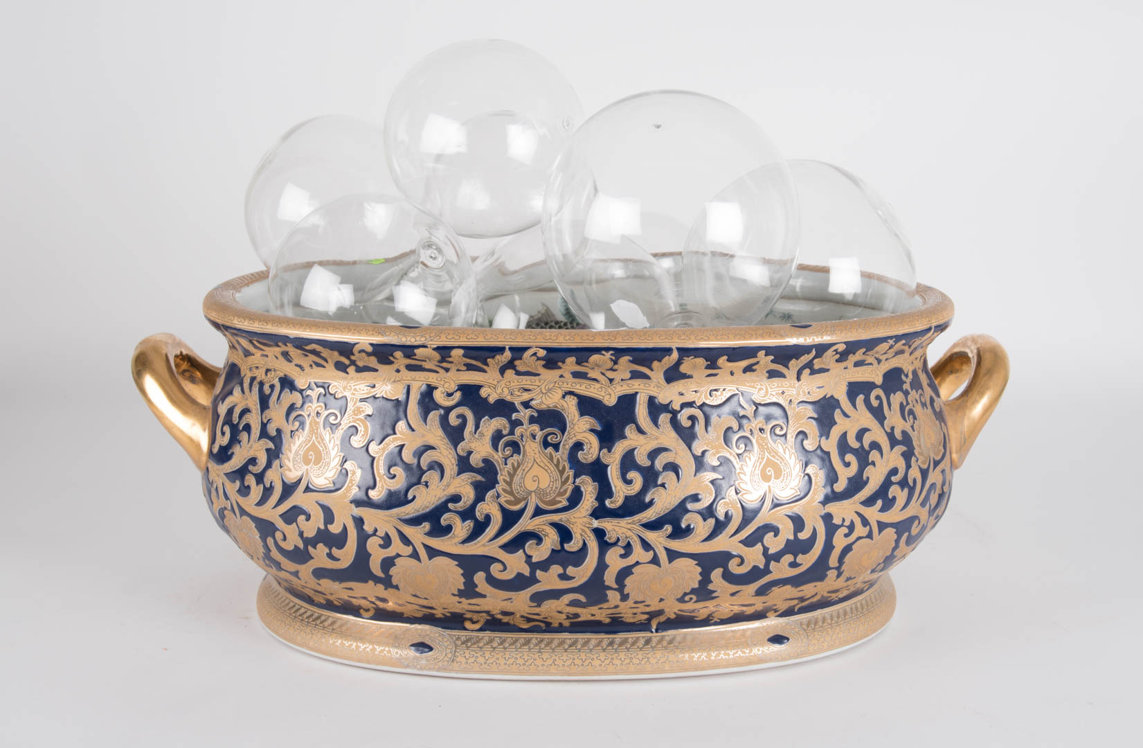 Appraisal: Modern oriental foot bath with glass spheres