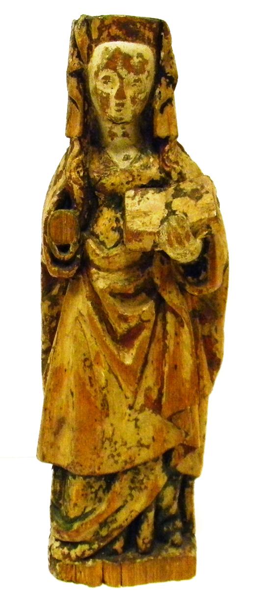 Appraisal: Possibly early Continental Medieval style carved wooden santos female figure