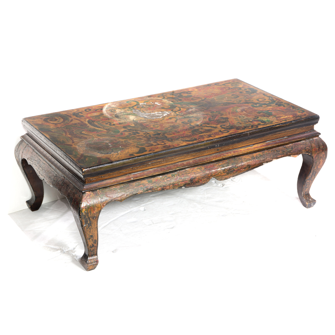 Appraisal: Tibetan polychrome lacquered low table h x w x d