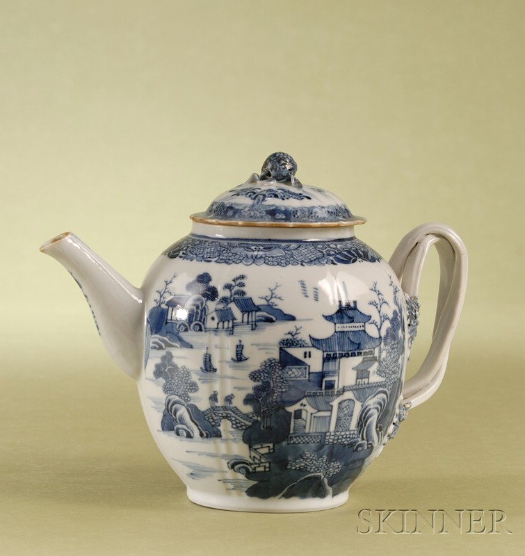 Appraisal: Nanking Blue and White Decorated Porcelain Teapot and Cover China