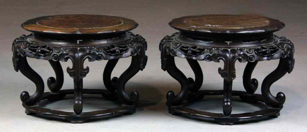 Appraisal: A Very Fine Pair Of Chinese Rosewood And BurlwoodCarved as