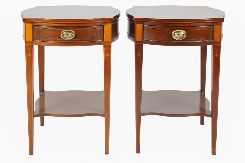 Appraisal: PAIR OF BAKER INLAID SIDE TABLESHistoric Charleston Reproductions collection each