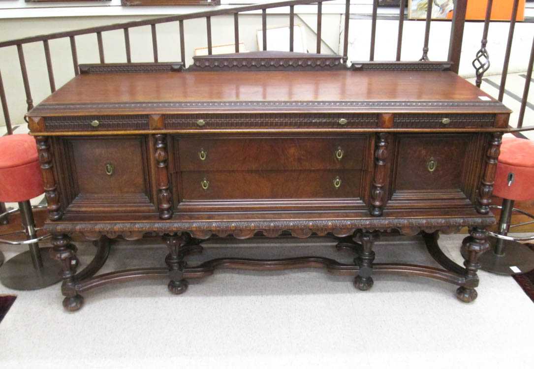 Appraisal: WILLIAM MARY REVIVAL WALNUT SIDEBOARD Midwestern Furniture Chair Co St