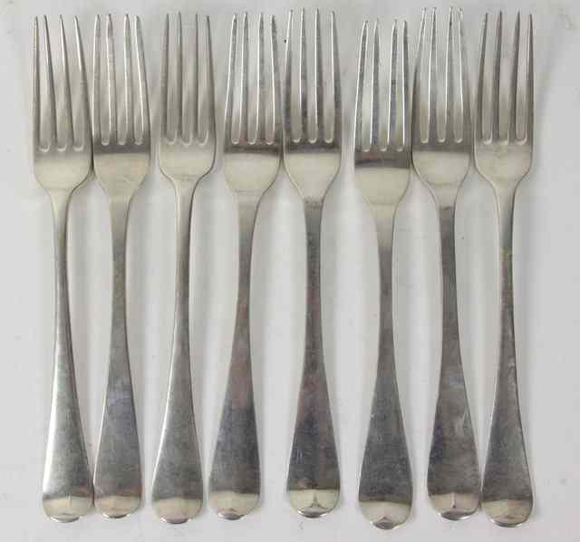 Appraisal: Five George III old English pattern silver table forks W