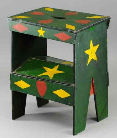 Appraisal: HAND PAINTED WOOD TABLE Small child's table has an almost