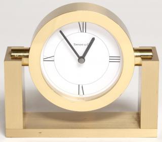 Appraisal: Tiffany Co Brass Desk Clock With a rounded white face