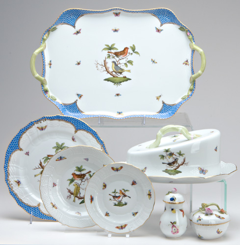 Appraisal: HEREND CHINA Assembled collection of Rothschild pattern porcelain printed and