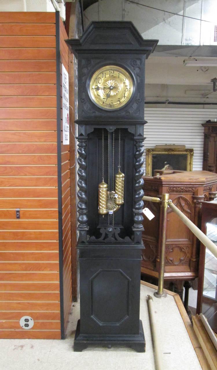 Appraisal: EBONIZED AND CARVED OAK TALL CASE FLOOR CLOCK German late