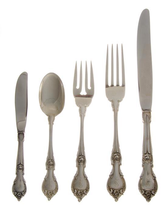 Appraisal: n Assembled American Sterling Silver Flatware Service Lunt comprising dinner