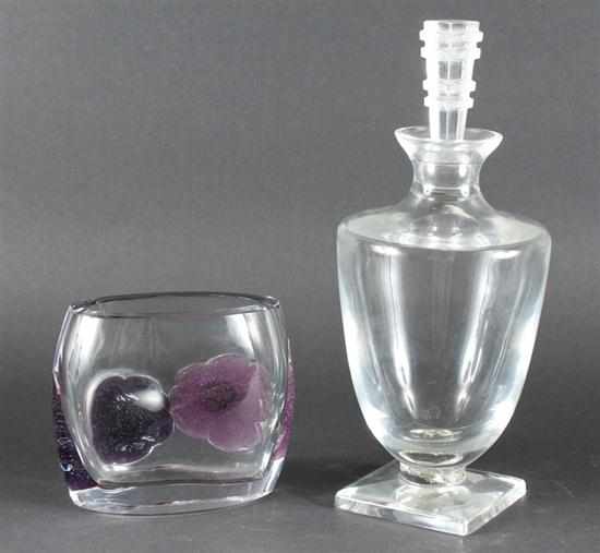 Appraisal: Lalique crystal decanter and a Daum glass vase Art Deco