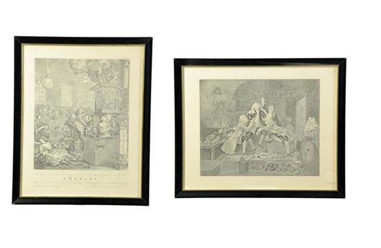 Appraisal: TWO PRINTS AFTER WILLIAM HOGARTH ENGLISH - Engravings on wove