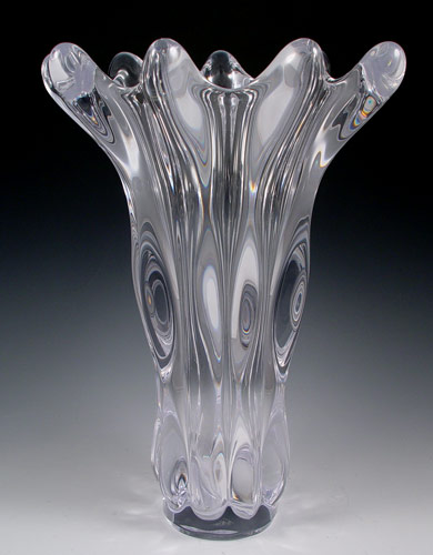 Appraisal: FRENCH CRYSTAL ART GLASS VASE '' high x '' top