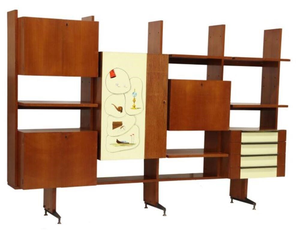 Appraisal: Italian mid-century modern teak modular bookcase c s five open