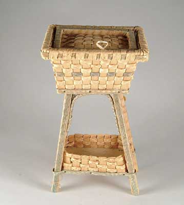 Appraisal: WICKER DOLL SEWING STAND Nice little sewing stand has wicker