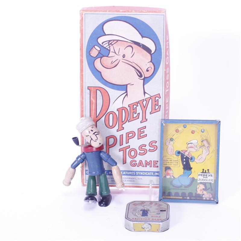 Appraisal: Popeye Collectible Memorabilia Toys Dime Bank Popeye the Juggler toy