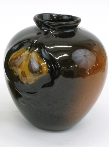 Appraisal: WELLER FLORETTA ART POTTERY VASE - H The glazed brown