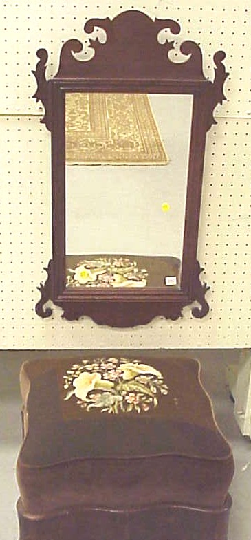 Appraisal: Chippendale style mahogany wall mirror h x w repaired scroll