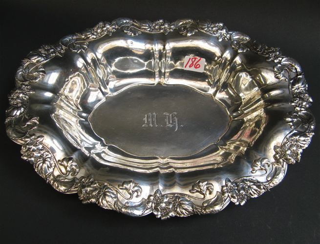 Appraisal: WHITING STERLING SILVER OVAL ORNATE BOWL Troy ozs vining flowers