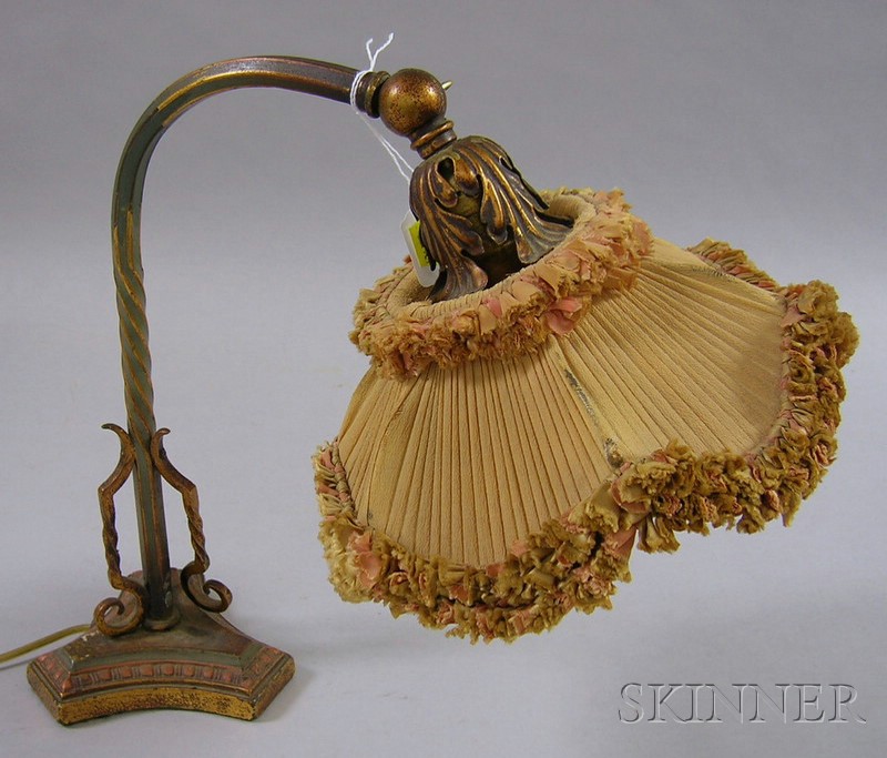 Appraisal: Painted Cast and Wrought Iron Adjustable Desk Piano Lamp with