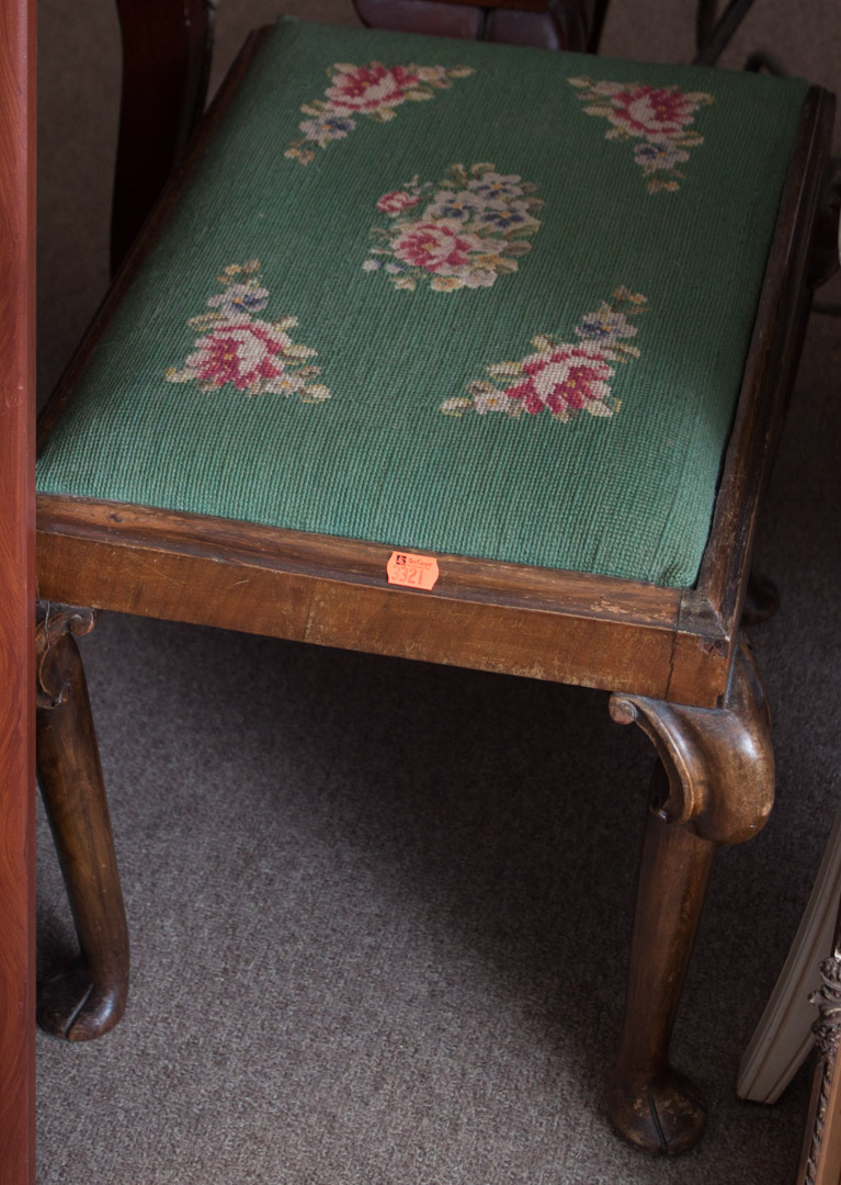 Appraisal: Needlepoint upholstered foot stool