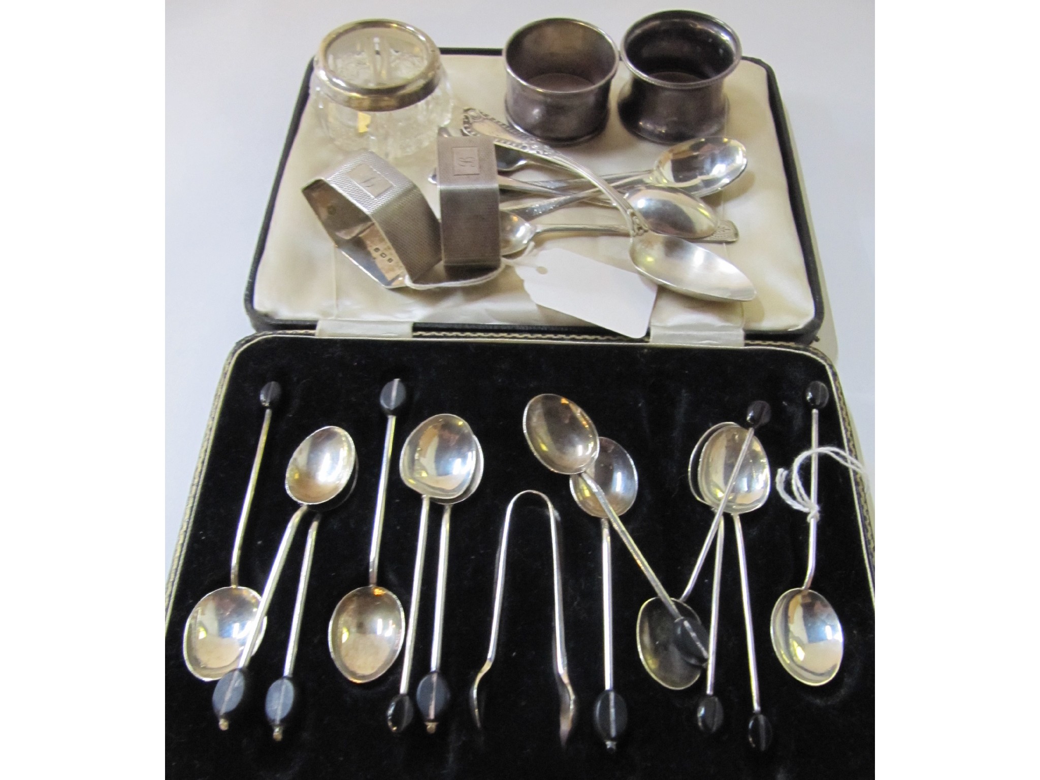 Appraisal: A lot comprising silver coffee bean spoons napkin rings other