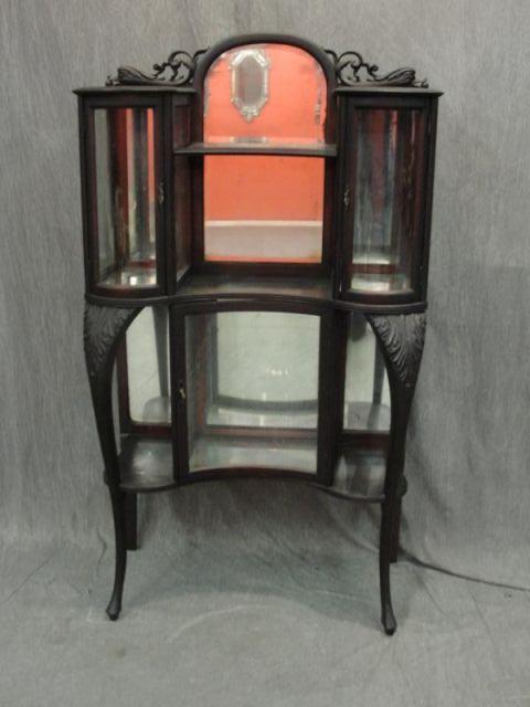 Appraisal: Victorian Mirrored Back Etagere with Swan Relief From a Queens