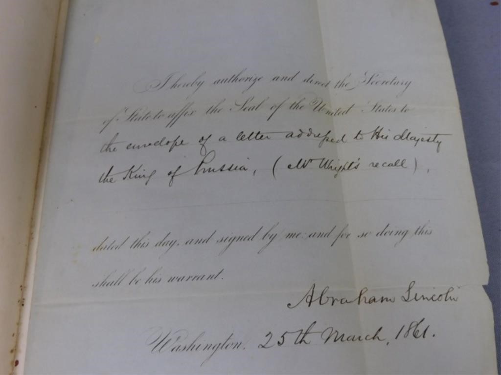 Appraisal: ABRAHAM LINCOLN SIGNED DOCUMENT AND JOHN G Nicolay and John