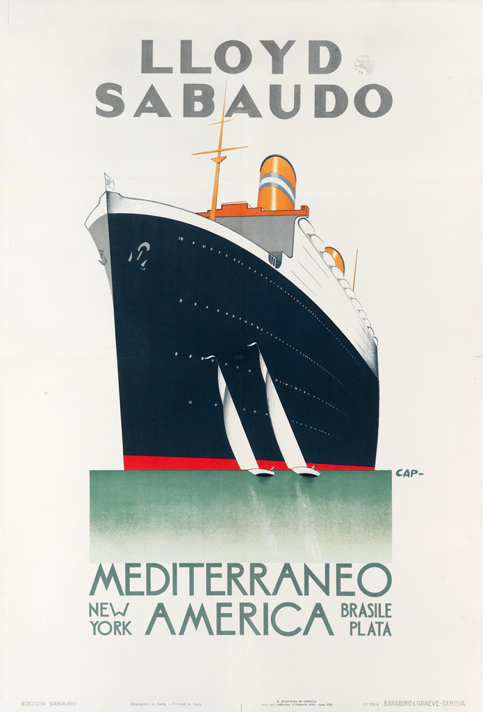 Appraisal: CAP DATES UNKNOWN LLOYD SABAUDO MEDITERRANEO AMERICA x inches x